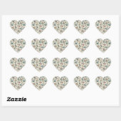 Populair meerkleurig bloemmotief hart sticker (Vel)
