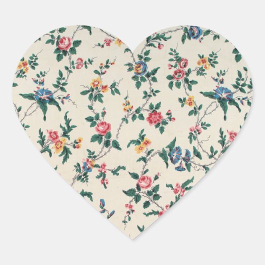 Populair meerkleurig bloemmotief hart sticker (Voorkant)
