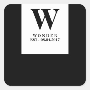 Populair Monogram zwart minimalistisch Huwelijk Vierkante Sticker