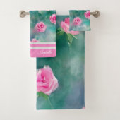 Populair mooi Waterverf roze rozen Collectie Bad Handdoek (Insitu)