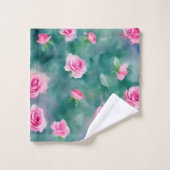 Populair mooi Waterverf roze rozen Collectie Bad Handdoek (Wasdoekje)