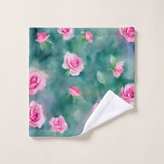Populair mooi Waterverf roze rozen Collectie Bad Handdoek (Wasdoekje)