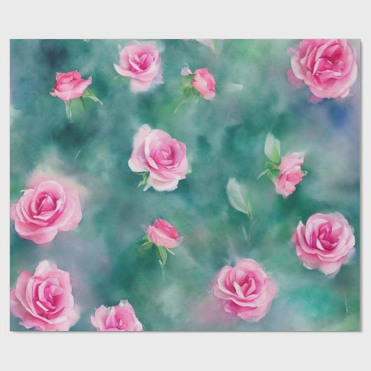 Populair mooi Waterverf roze rozen Collectie Cadeaupapier (Vlak)