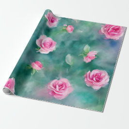 Populair mooi Waterverf roze rozen Collectie Cadeaupapier