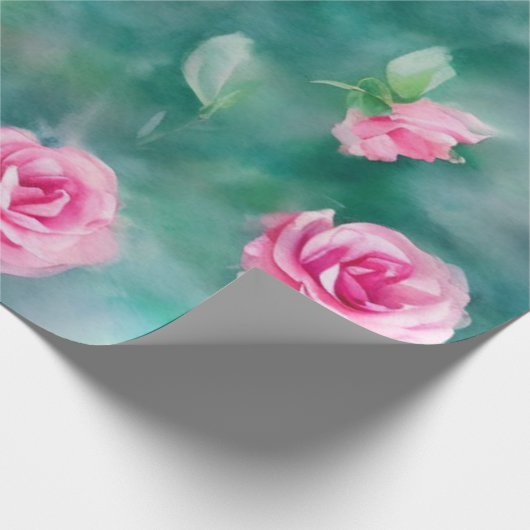 Populair mooi Waterverf roze rozen Collectie Cadeaupapier (Hoek)