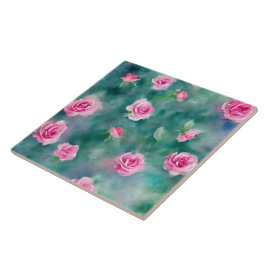Populair mooi Waterverf roze rozen Collectie Tegeltje
