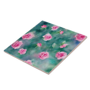 Populair mooi Waterverf roze rozen Collectie Tegeltje