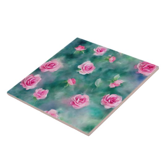 Populair mooi Waterverf roze rozen Collectie Tegeltje (Zijkant)