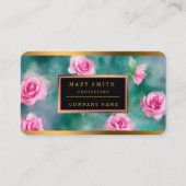 Populair mooi Waterverf roze rozen Collectie Visitekaartje (Voorkant)