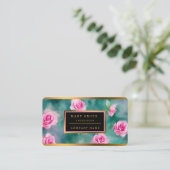 Populair mooi Waterverf roze rozen Collectie Visitekaartje (Staand voorkant)