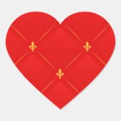 Populair patroon in rood en goud hart sticker (Voorkant)