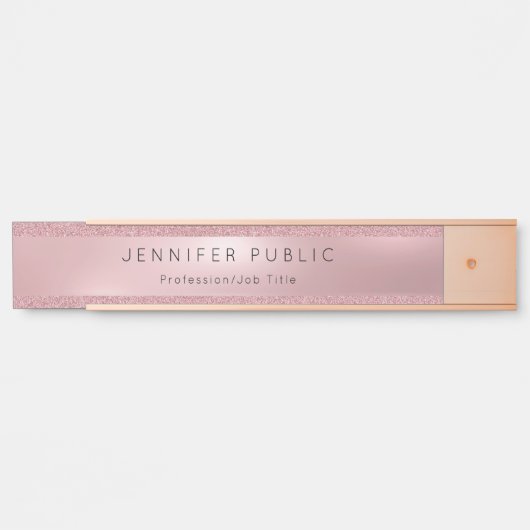 Populair Roos Gold Glitter Professional Modern Gla Deurbordje (Voorkant)