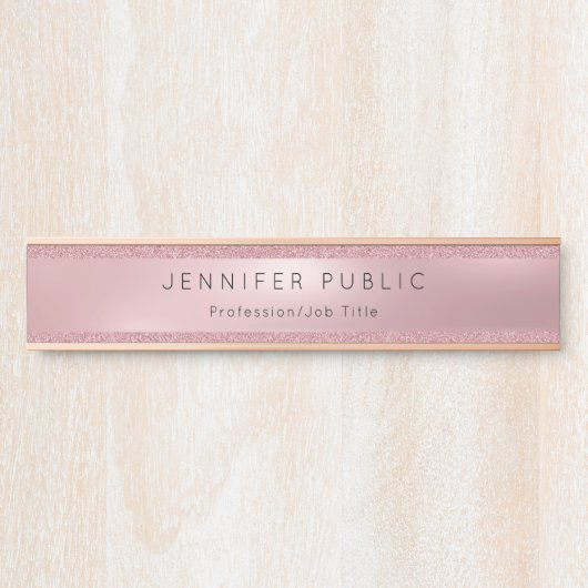 Populair Roos Gold Glitter Professional Modern Gla Deurbordje (Voorkant)