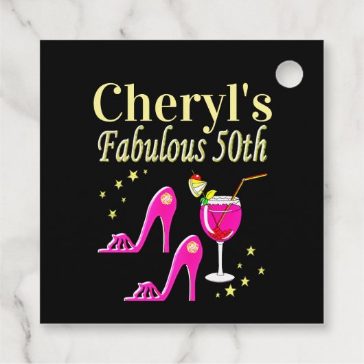 POPULAIR ROZE 50E VERJAARDAG DIVA DESIGN BEDANKJES LABELS (Achterkant)