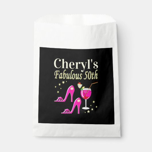 POPULAIR ROZE 50E VERJAARDAG DIVA DESIGN BEDANKZAKJE (Voorkant)