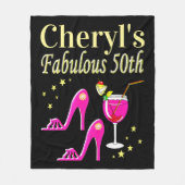 POPULAIR ROZE 50E VERJAARDAG DIVA DESIGN FLEECE DEKEN (Voorkant)
