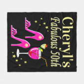 POPULAIR ROZE 50E VERJAARDAG DIVA DESIGN FLEECE DEKEN (Voorkant (Horizontaal))