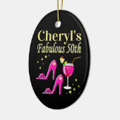 POPULAIR ROZE 50E VERJAARDAG DIVA DESIGN KERAMISCH ORNAMENT (Links)