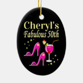 POPULAIR ROZE 50E VERJAARDAG DIVA DESIGN KERAMISCH ORNAMENT (Achterkant)