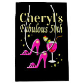 POPULAIR ROZE 50E VERJAARDAG DIVA DESIGN MEDIUM CADEAUZAKJE (Voorkant)