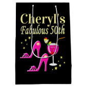 POPULAIR ROZE 50E VERJAARDAG DIVA DESIGN MEDIUM CADEAUZAKJE (Achterkant)