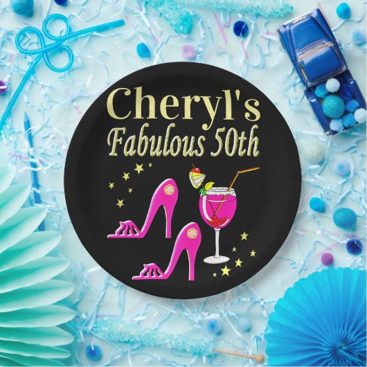 POPULAIR ROZE 50E VERJAARDAG DIVA DESIGN PAPIEREN BORDJE (Feest)