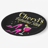 POPULAIR ROZE 50E VERJAARDAG DIVA DESIGN PAPIEREN BORDJE (Gekanteld)