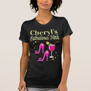POPULAIR ROZE 50E VERJAARDAG DIVA DESIGN T-SHIRT