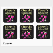 POPULAIR ROZE 50E VERJAARDAG DIVA DESIGN VIERKANTE STICKER (Vel)