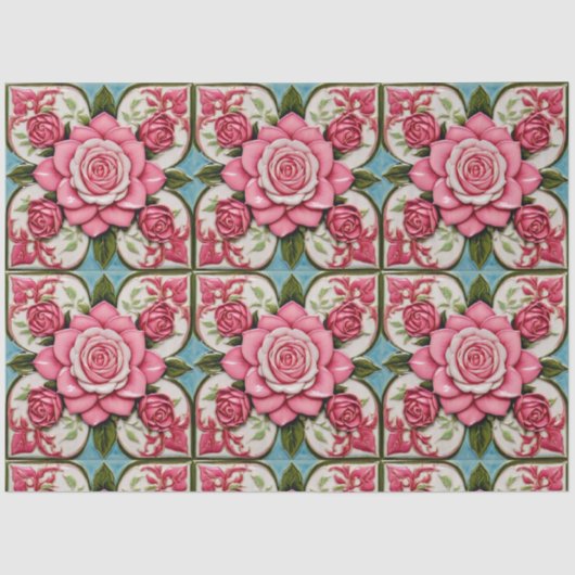 Populair Roze Rozen Mooi Collectie Tissuepapier (Voorkant)