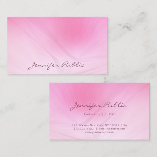Populair Roze Sjabloon Handgeschreven Tekst Modern Visitekaartje (Voorkant / Achterkant)