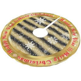 Populair Snowflake Gold Glitter Black Kerstboom Rok