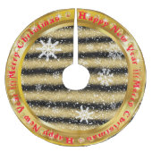 Populair Snowflake Gold Glitter Black Kerstboom Rok (Voorkant)