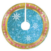 Populair Snowflake Gold Glitter Blue Kerstboom Rok (Voorkant)
