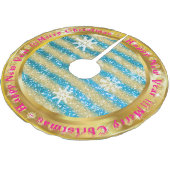 Populair Snowflake Gold Glitter Blue Kerstboom Rok (Gekanteld)
