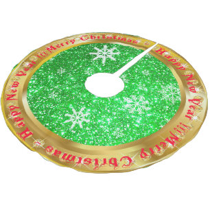 Populair Snowflake Gold Glitter Green Kerstboom Rok