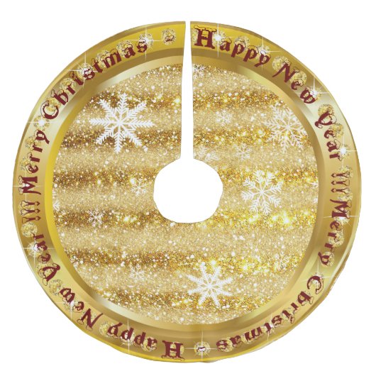 Populair Snowflake Gold Glitter Kerstboom Rok (Voorkant)