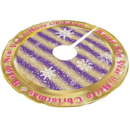 Populair Snowflake Gold Glitter Paars Kerstboom Rok (Gekanteld)