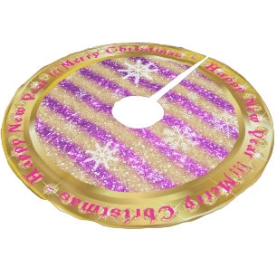 Populair Snowflake Gold Glitter Paars Kerstboom Rok