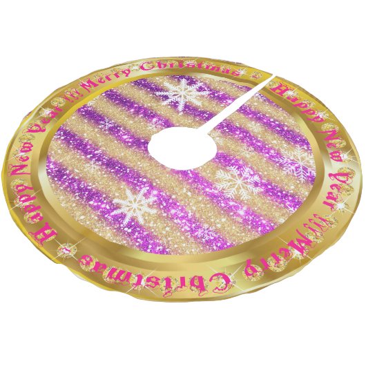Populair Snowflake Gold Glitter Paars Kerstboom Rok (Gekanteld)