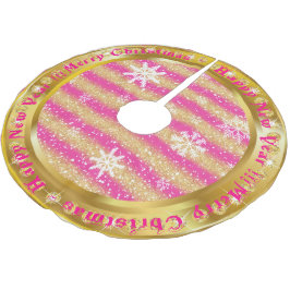 Populair Snowflake Gold Glitter Pink Kerstboom Rok