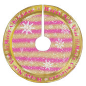 Populair Snowflake Gold Glitter Pink Kerstboom Rok (Voorkant)
