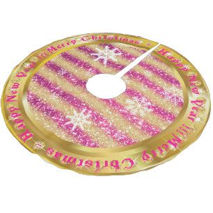 Populair Snowflake Gold Glitter Pink Kerstboom Rok