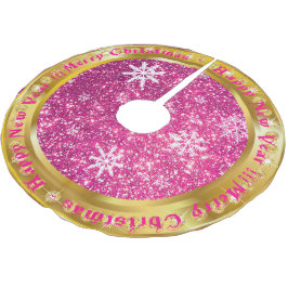 Populair Snowflake Gold Glitter Pink Kerstboom Rok