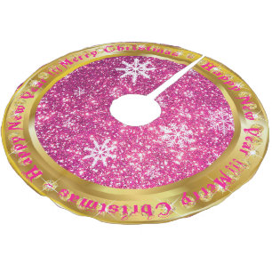 Populair Snowflake Gold Glitter Pink Kerstboom Rok