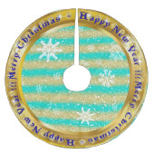 Populair Snowflake Gold Glitter Turquoise Kerstboom Rok (Voorkant)