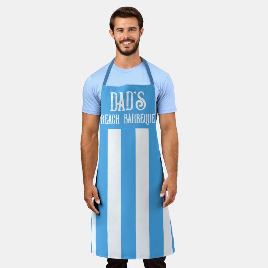 Populair Stijlvol Blauw en Wit Brede Streep Schort (Gedragen)