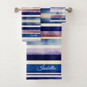 Populair Summer Navy Blue Boat Stripes Collectie Bad Handdoek (Insitu)