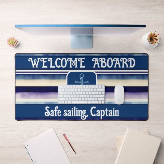 Populair Summer Navy Blue Boat Stripes Collectie Bureaumat (Kantoor 1)