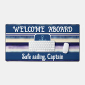 Populair Summer Navy Blue Boat Stripes Collectie Bureaumat (Keyboard & Muis)